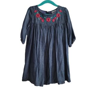 Genuine Kids OshKosh B'Gosh Dark Lyocell Embroidered Floral Chambray Dress